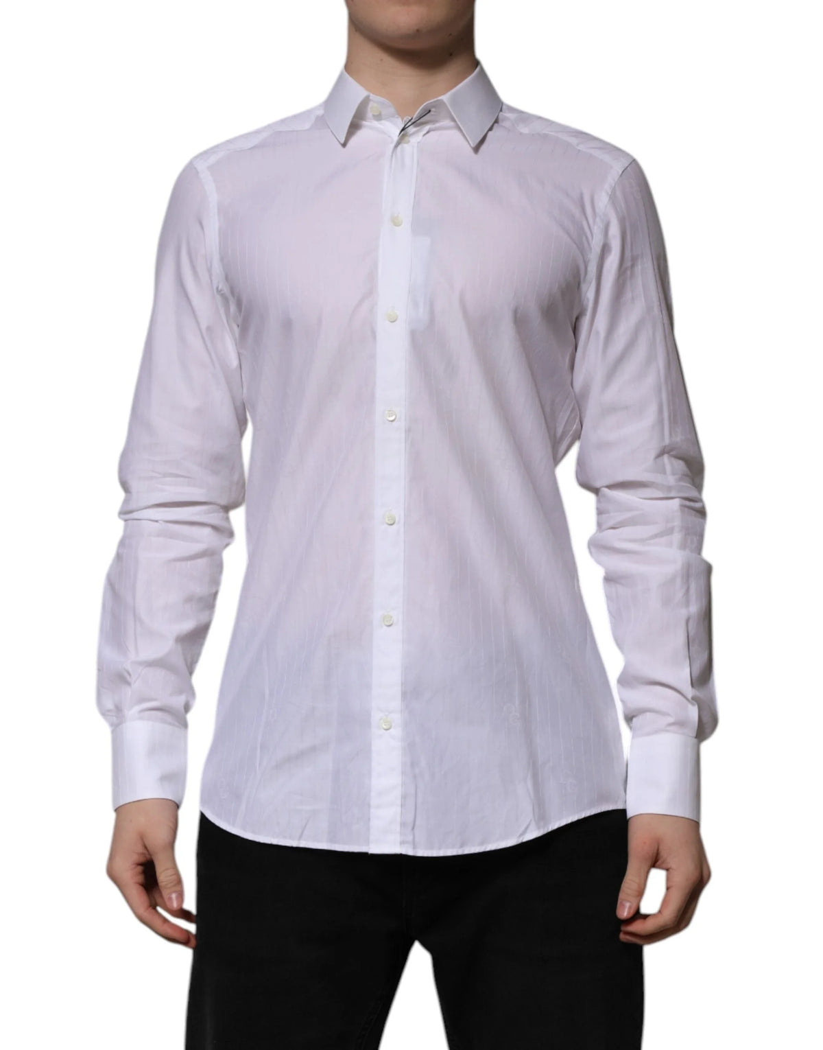 Dolce & Gabbana White Cotton MARTINI Long Sleeve Formal Shirt - IT40 | M - Shirts