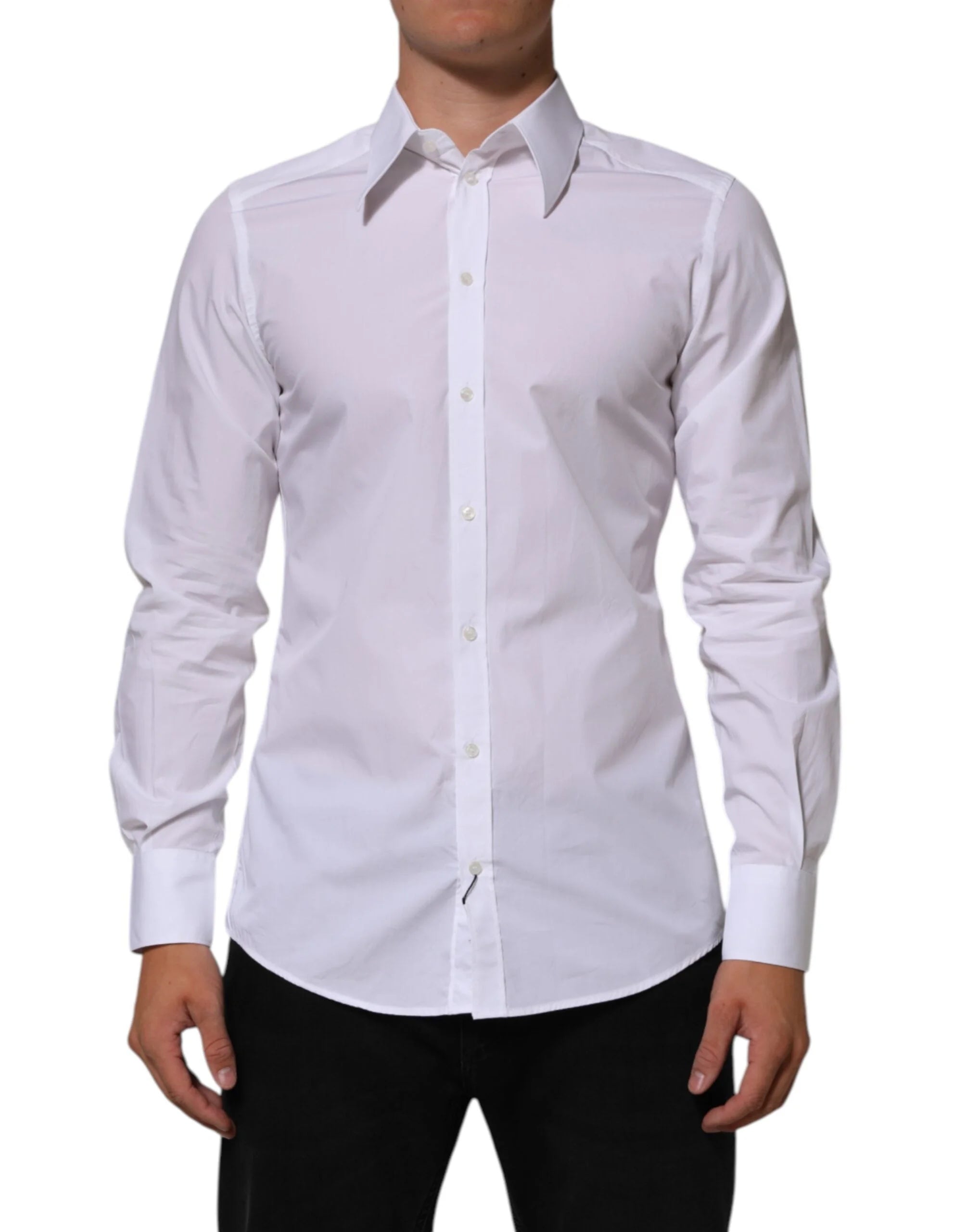 Dolce & Gabbana White Cotton MARTINI Men Formal Dress Shirt - IT39 | S - Shirts