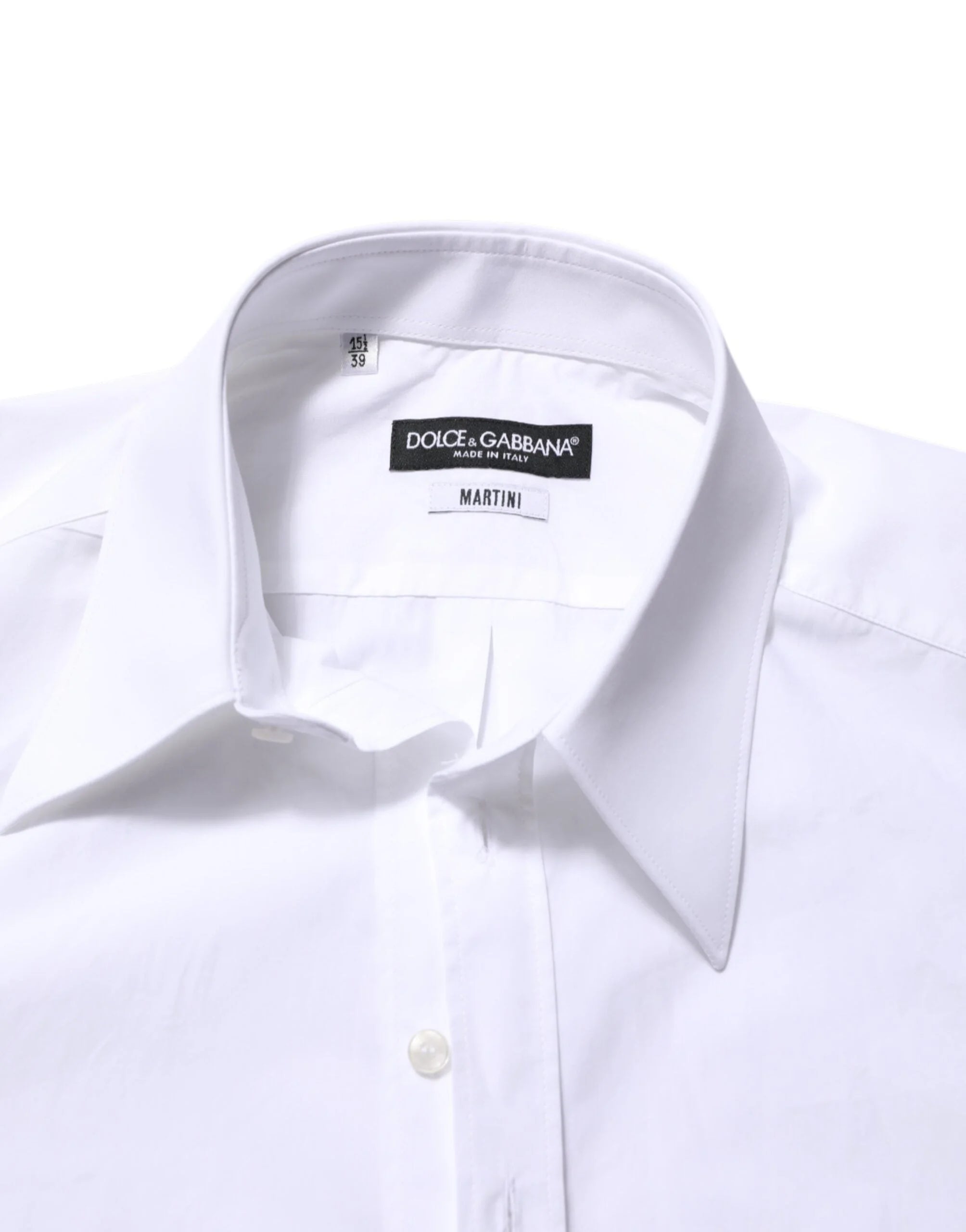 Dolce & Gabbana White Cotton MARTINI Men Formal Dress Shirt - IT39 | S - Shirts