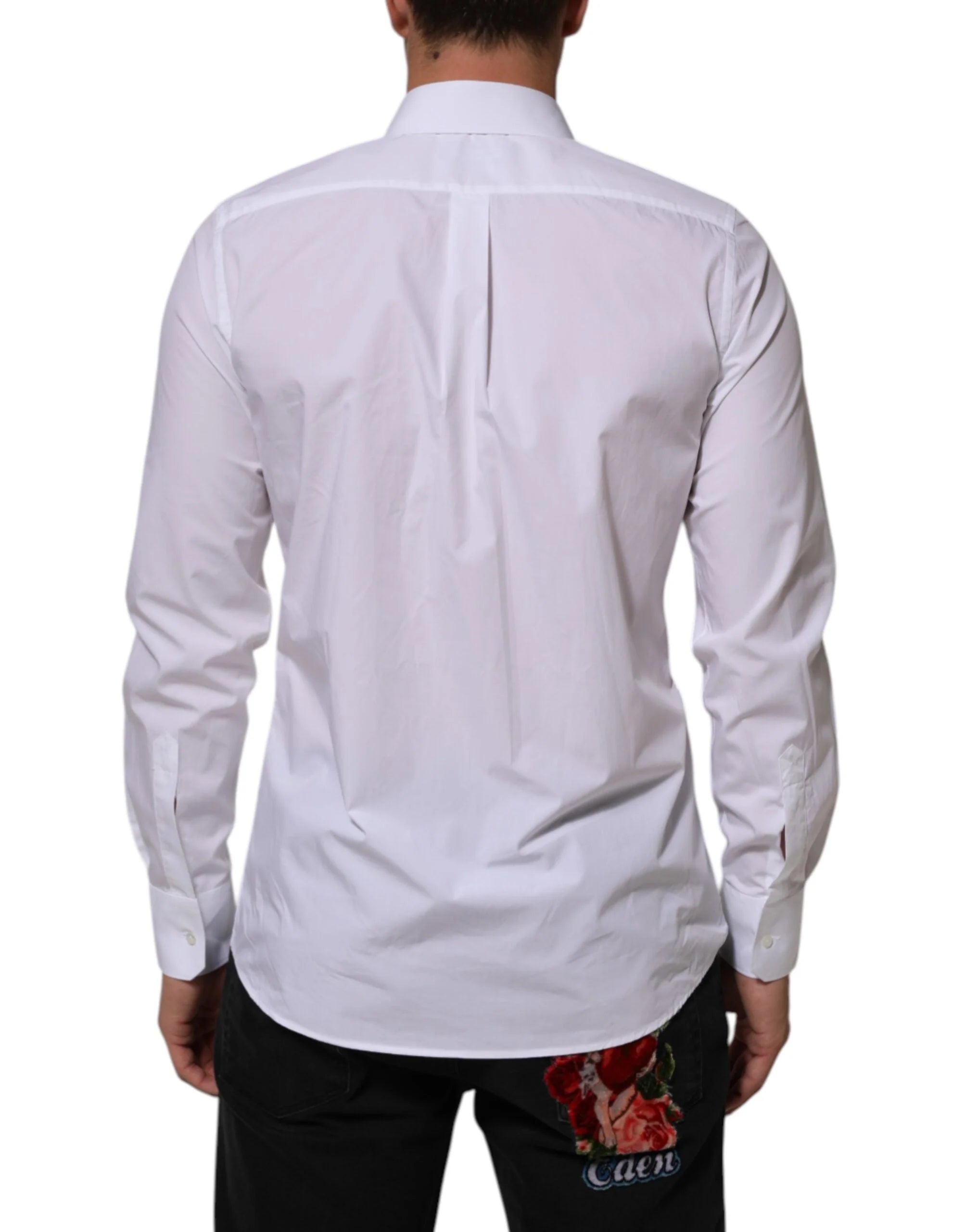 Dolce & Gabbana White Cotton MARTINI Men Formal Dress Shirt - IT39 | S - Shirts