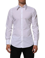Dolce & Gabbana White Cotton MARTINI Men Formal Dress Shirt - IT39 | S - Shirts