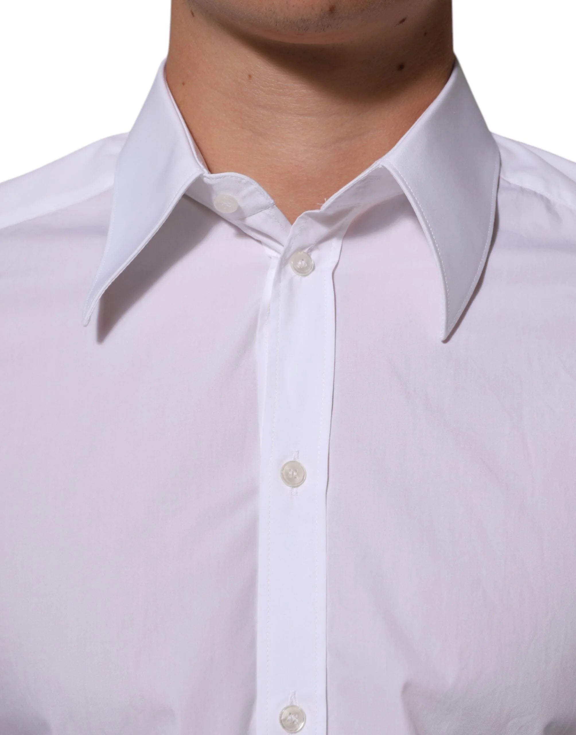 Dolce & Gabbana White Cotton MARTINI Men Formal Dress Shirt - IT39 | S - Shirts