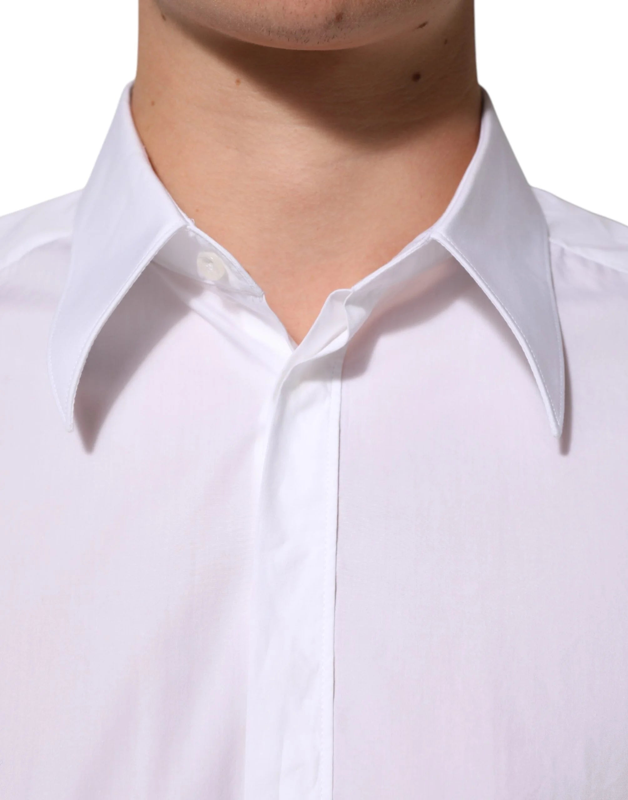 Dolce & Gabbana White Cotton MARTINI Men Formal Dress Shirt - IT42 | XL - Shirts