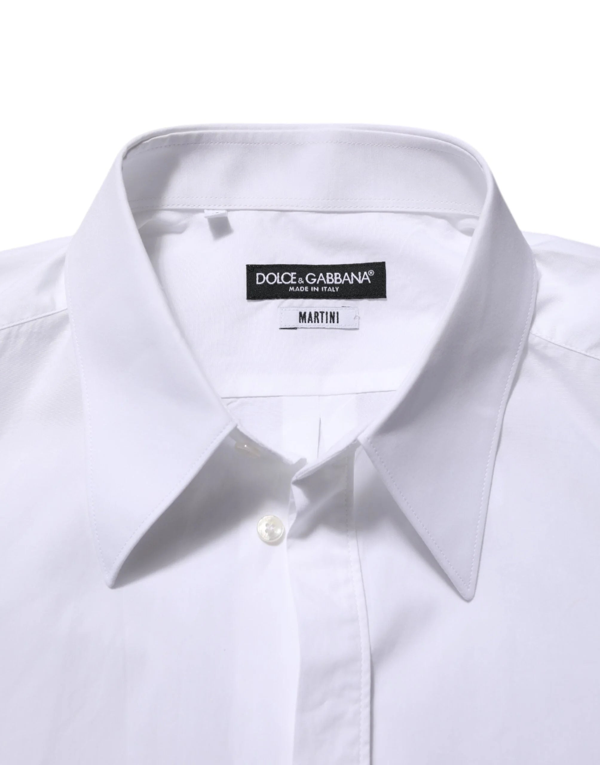 Dolce & Gabbana White Cotton MARTINI Men Formal Dress Shirt - IT42 | XL - Shirts