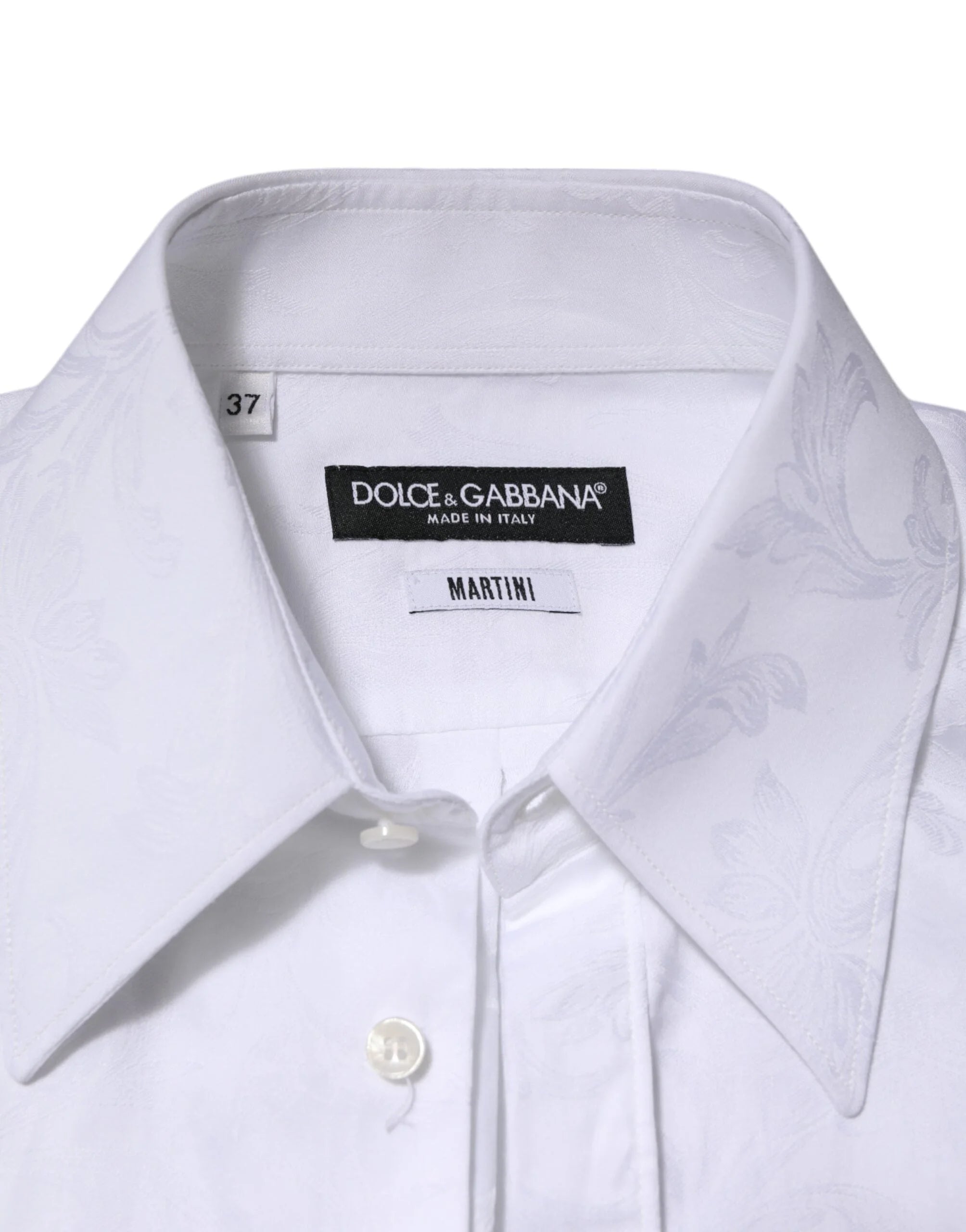 Dolce & Gabbana White Cotton MARTINI Paisley Jacquard Shirt - IT37 | XS - Shirts