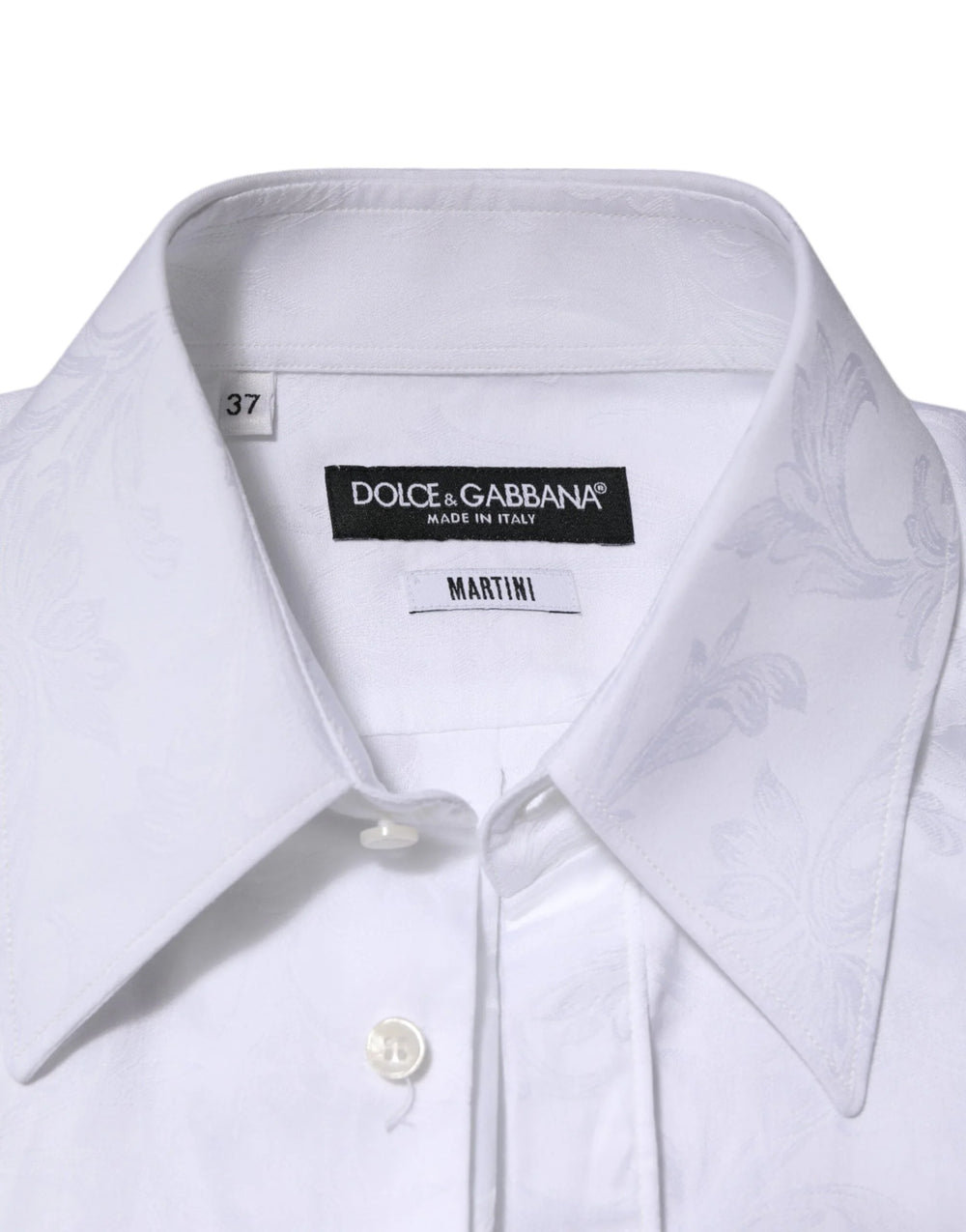 Dolce & Gabbana White Cotton MARTINI Paisley Jacquard Shirt - IT37 | XS - Shirts