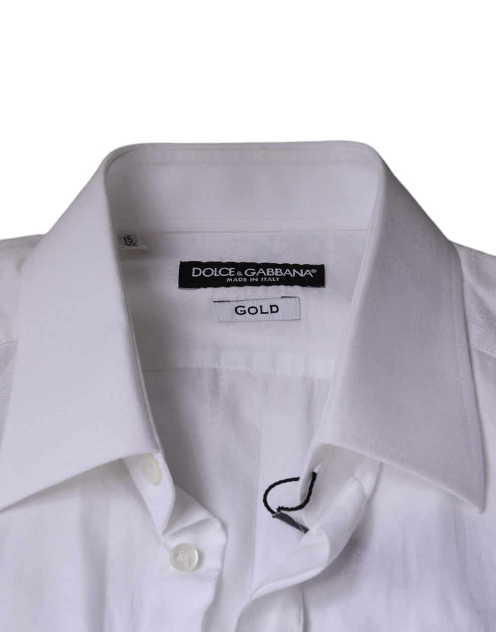 Dolce & Gabbana White Cotton Men Dress GOLD Formal Shirt - IT38 | XS - Shirts