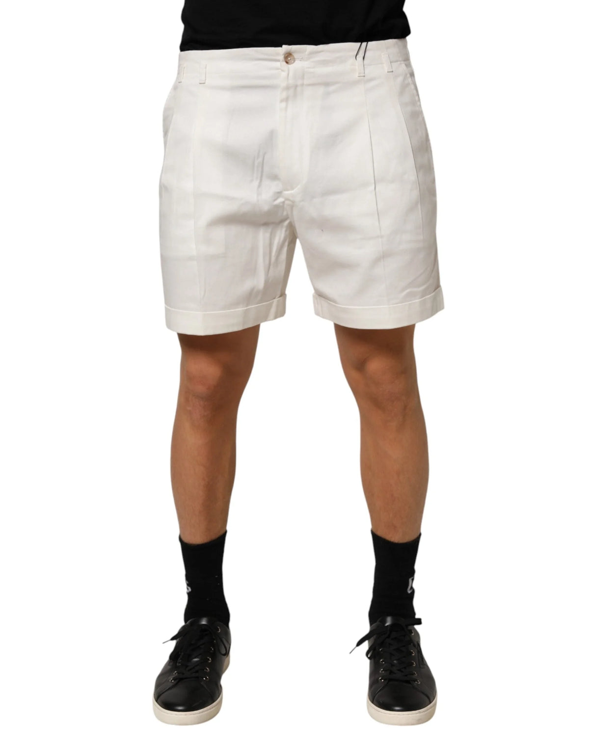 Dolce & Gabbana White Cotton Mid Waist Men Bermuda Shorts - Bermudas