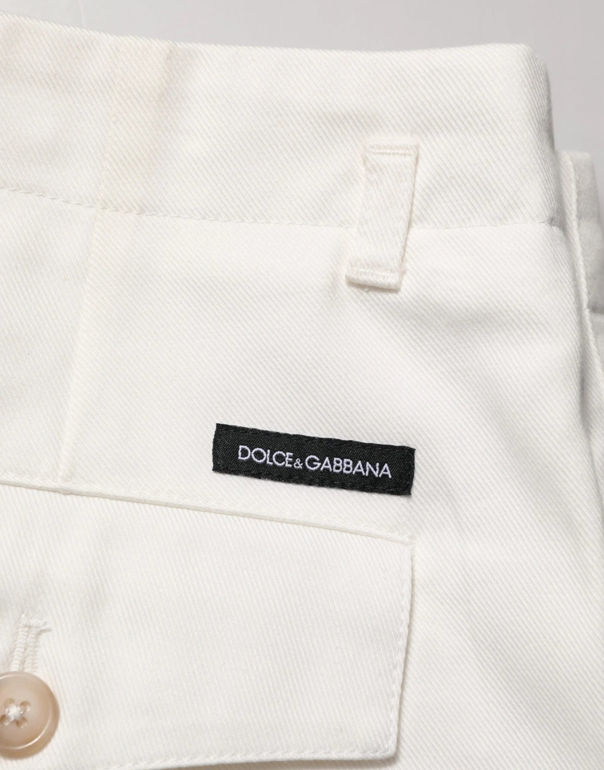 Dolce & Gabbana White Cotton Mid Waist Men Bermuda Shorts - Bermudas