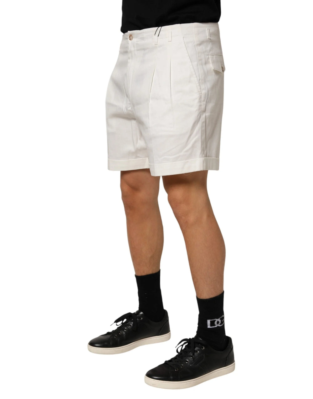 Dolce & Gabbana White Cotton Mid Waist Men Bermuda Shorts - Bermudas