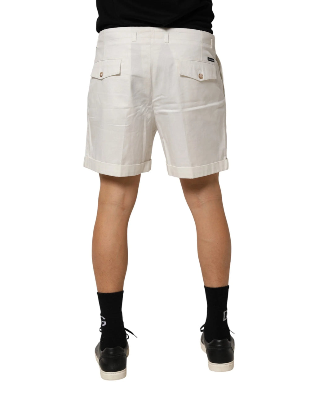 Dolce & Gabbana White Cotton Mid Waist Men Bermuda Shorts - Bermudas