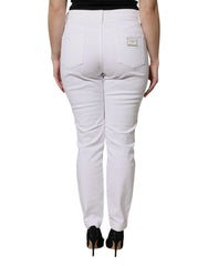 Dolce & Gabbana White Cotton Mid Waist Skinny Denim Jeans - IT48|XXL - Jeans