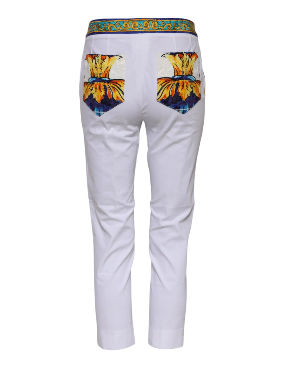 Dolce & Gabbana White Cotton Mid Waist Tapered Trouser Pants - IT36|XXS - Trousers