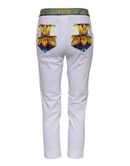 Dolce & Gabbana White Cotton Mid Waist Tapered Trouser Pants - IT36|XXS - Trousers