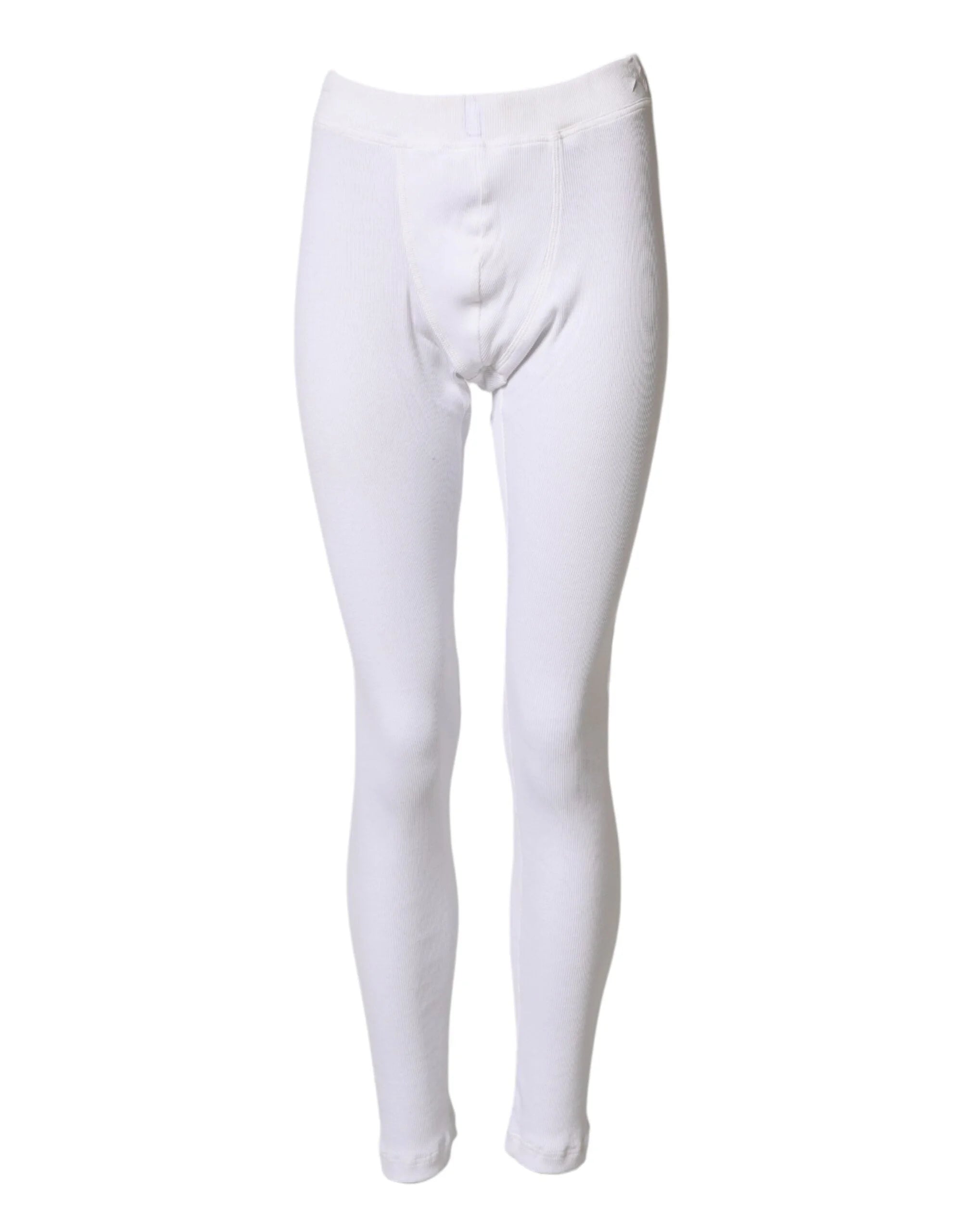 Dolce & Gabbana White Cotton Mid Waist Tights Leggings Pants - IT48 | M