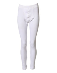 Dolce & Gabbana White Cotton Mid Waist Tights Leggings Pants - IT48 | M