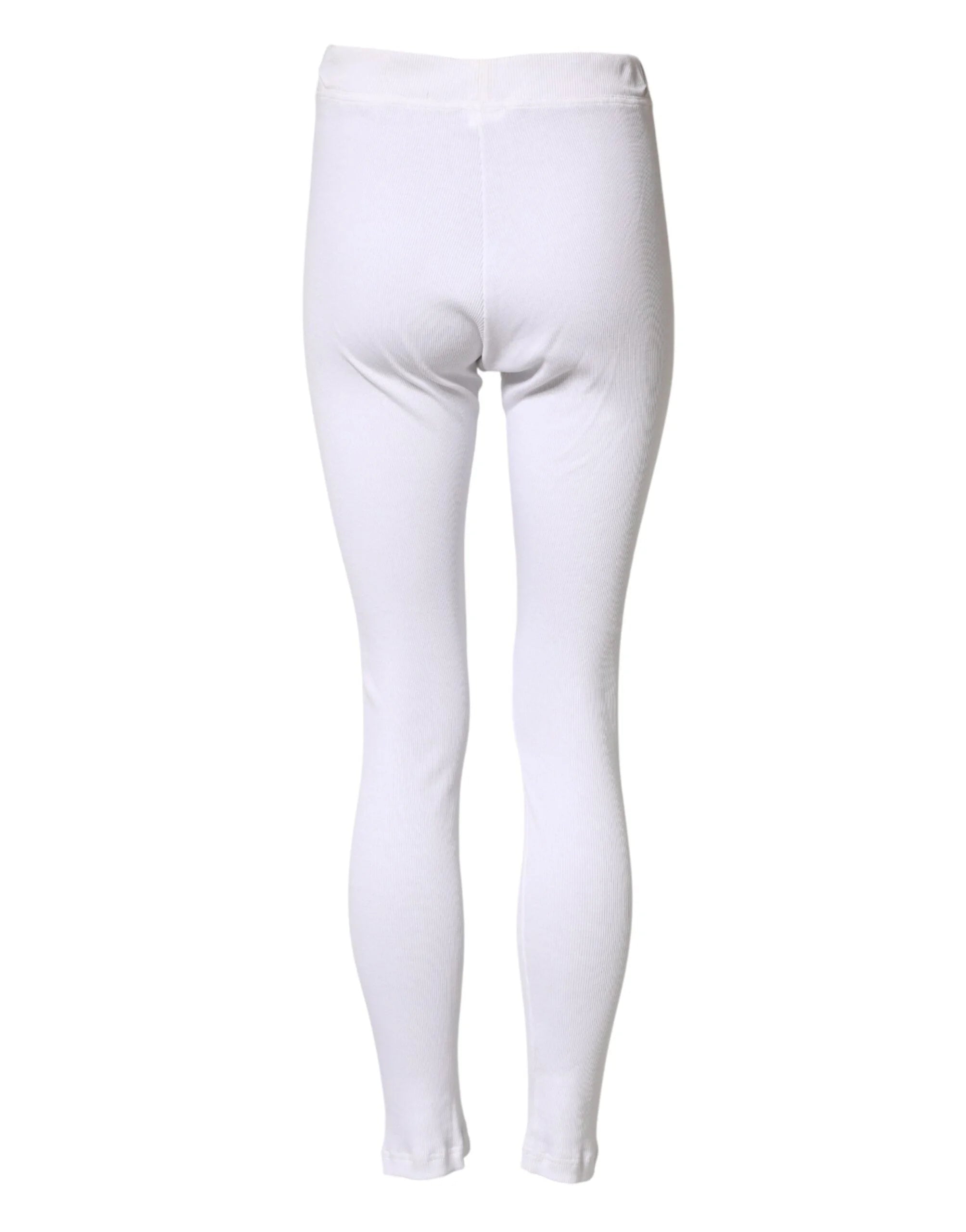 Dolce & Gabbana White Cotton Mid Waist Tights Leggings Pants - IT48 | M