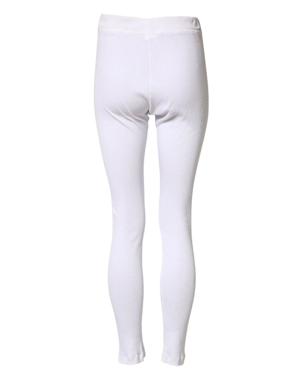 Dolce & Gabbana White Cotton Mid Waist Tights Leggings Pants - IT48 | M