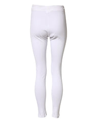 Dolce & Gabbana White Cotton Mid Waist Tights Leggings Pants - IT48 | M