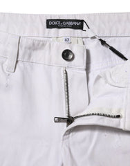 Dolce & Gabbana White Cotton Mid Waisted Women Denim Jeans - IT42|M - Jeans