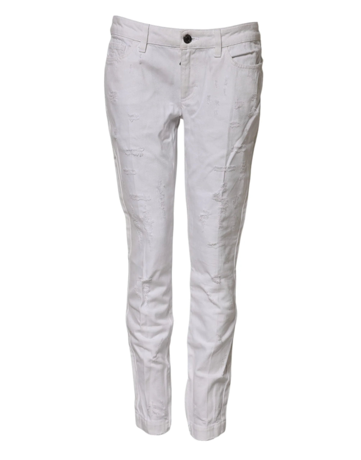 Dolce & Gabbana White Cotton Mid Waisted Women Denim Jeans - IT42|M