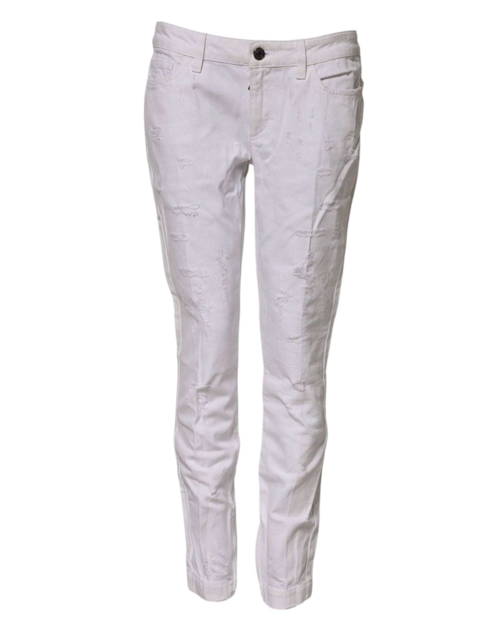 Dolce & Gabbana White Cotton Mid Waisted Women Denim Jeans - IT42|M