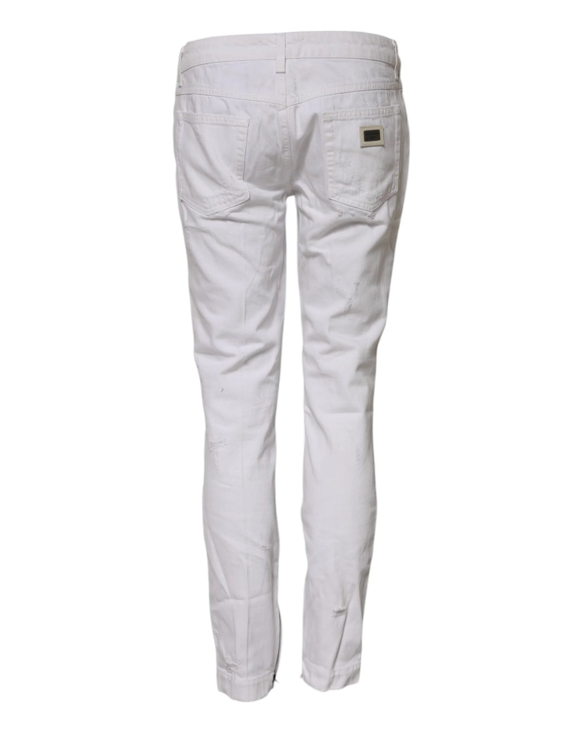 Dolce & Gabbana White Cotton Mid Waisted Women Denim Jeans - IT42|M