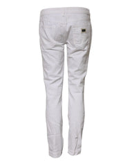 Dolce & Gabbana White Cotton Mid Waisted Women Denim Jeans - IT42|M