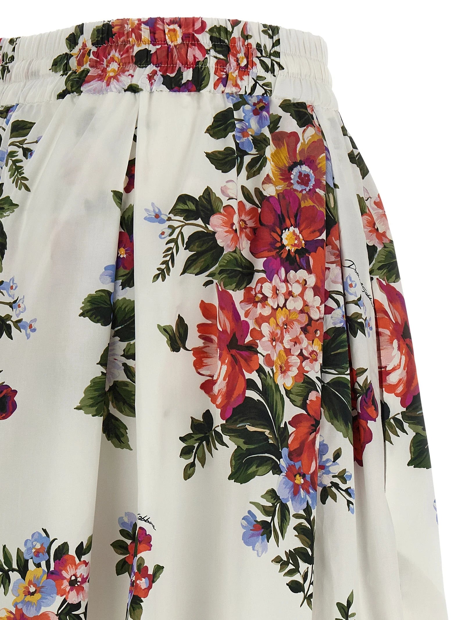 Dolce & Gabbana White Cotton Midi Skirt