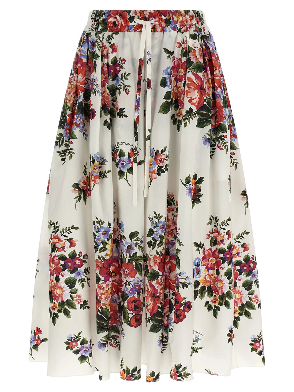Dolce & Gabbana White Cotton Midi Skirt