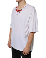 Dolce & Gabbana White Cotton Necklace Embellished T-shirt - IT58 | 3XL - T-Shirts