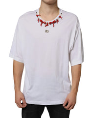 Dolce & Gabbana White Cotton Necklace Embellished T-shirt - IT58 | 3XL - T-Shirts