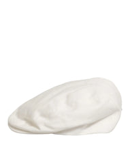 Dolce & Gabbana White Cotton Newsboy Cloth Capello Men Cap Hat - 57 cm|S - Flat Caps