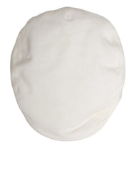 Dolce & Gabbana White Cotton Newsboy Cloth Capello Men Cap Hat - 57 cm|S - Flat Caps