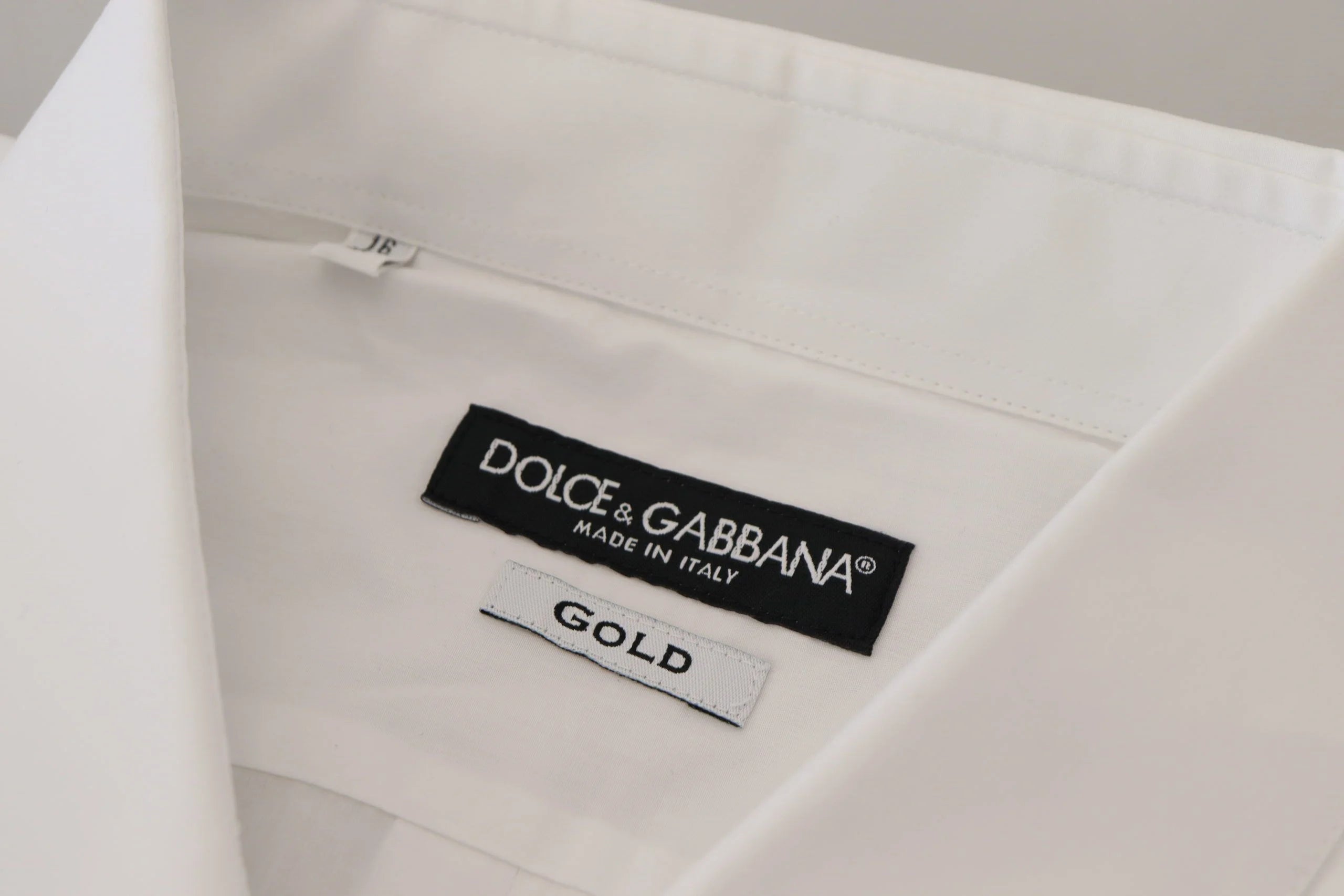 Dolce & Gabbana White Cotton Peacock Feather Formal GOLD Shirt - IT41 | L - Shirts