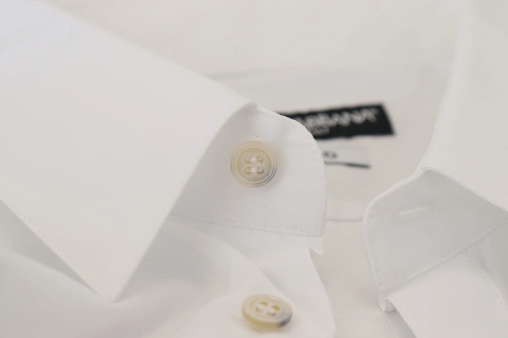 Dolce & Gabbana White Cotton Peacock Feather Formal GOLD Shirt - IT41 | L - Shirts