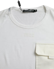 Dolce & Gabbana White Cotton Pocket Short Sleeves T-shirt - IT48 | M - T-Shirts