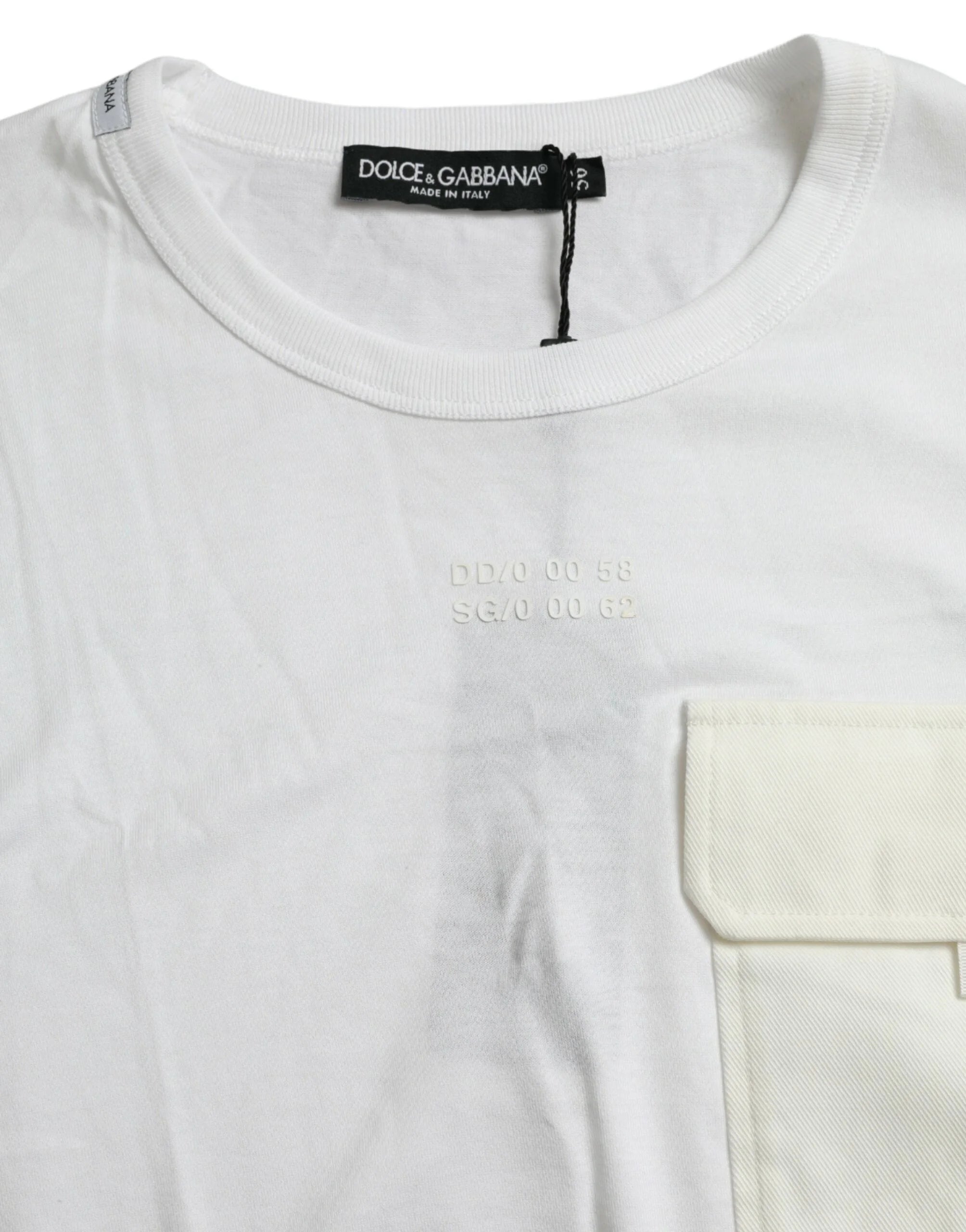 Dolce & Gabbana White Cotton Pocket Short Sleeves T-shirt - IT56 | XXL - T-Shirts
