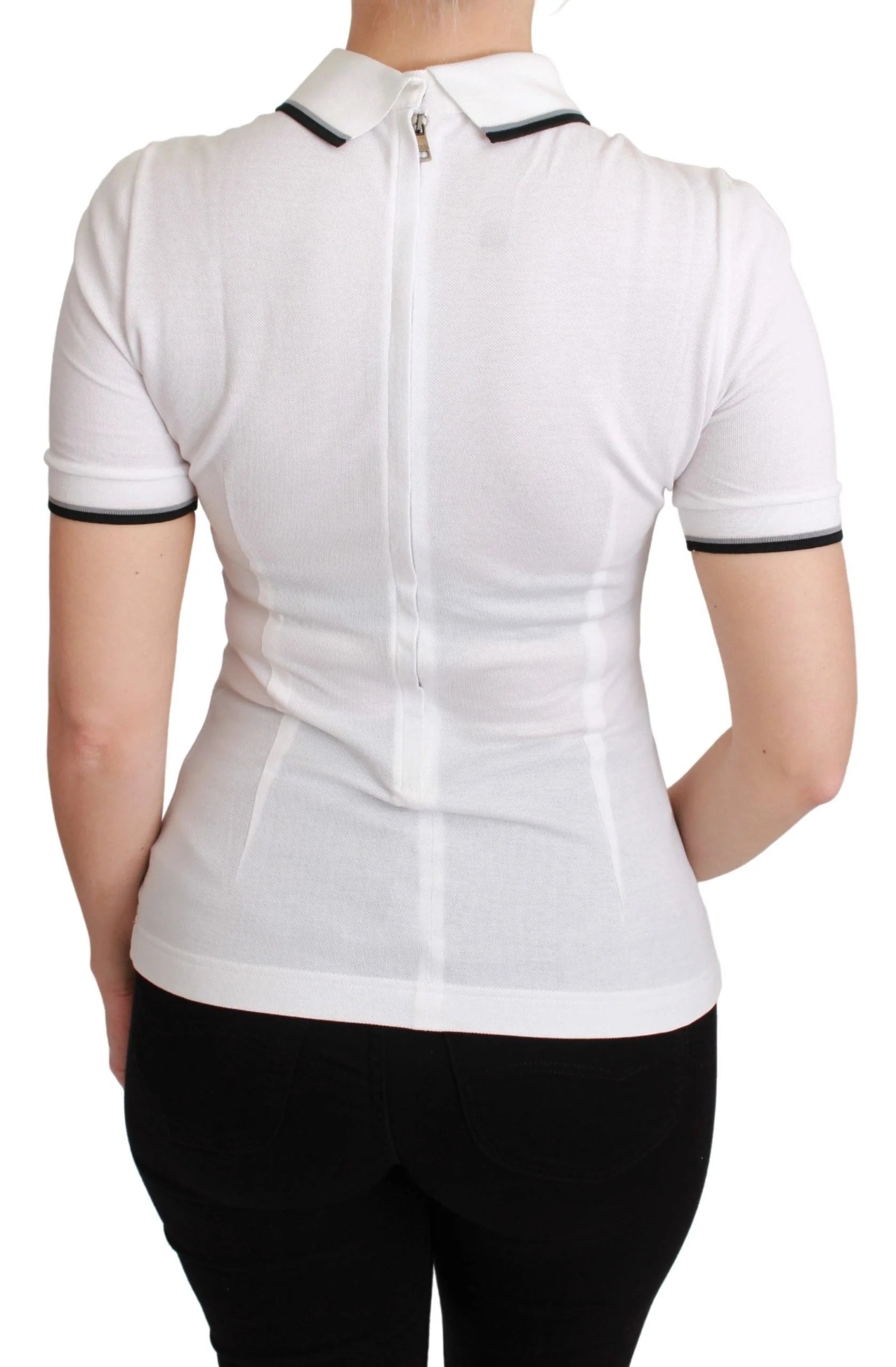 Dolce & Gabbana White Cotton Polo #dgfamily T-shirt - Polos