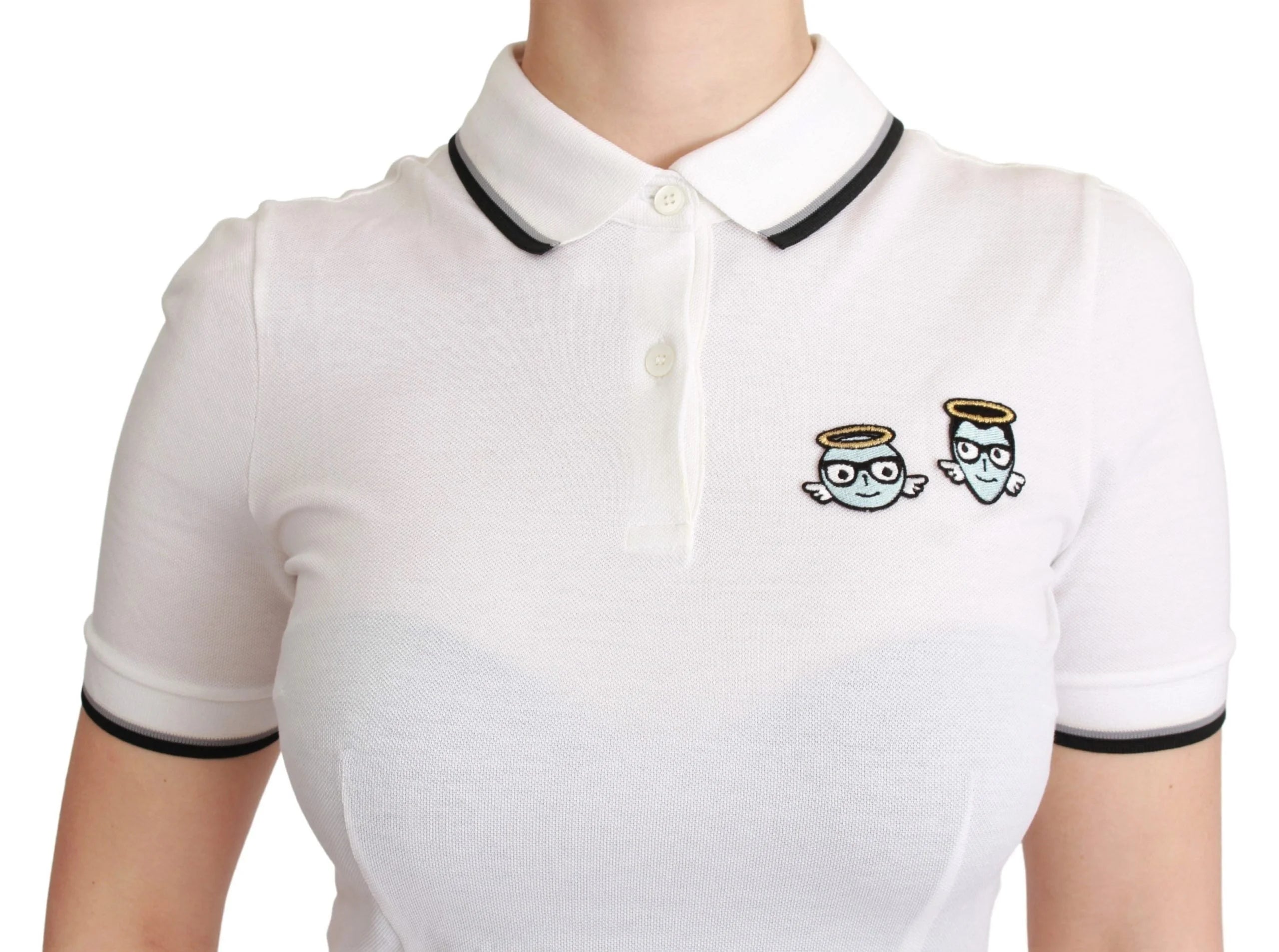 Dolce & Gabbana White Cotton Polo #dgfamily T-shirt - Polos