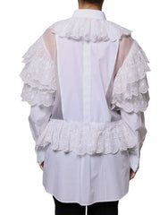 Dolce & Gabbana White Cotton Poplin Shirt Dress Blouse Top - IT44 | L
