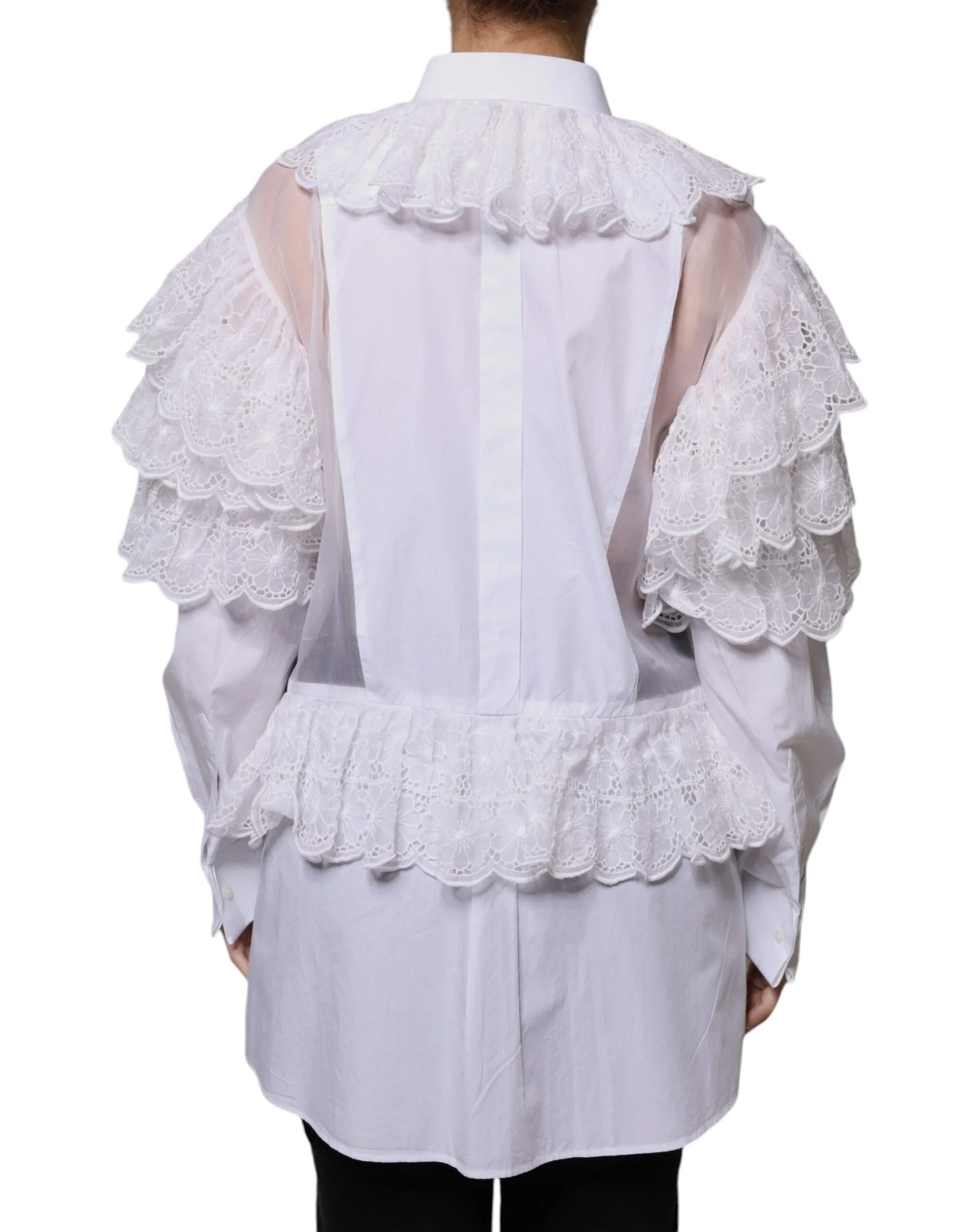 Dolce & Gabbana White Cotton Poplin Shirt Dress Blouse Top - IT44 | L - Blouses