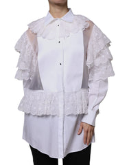 Dolce & Gabbana White Cotton Poplin Shirt Dress Blouse Top - IT44 | L