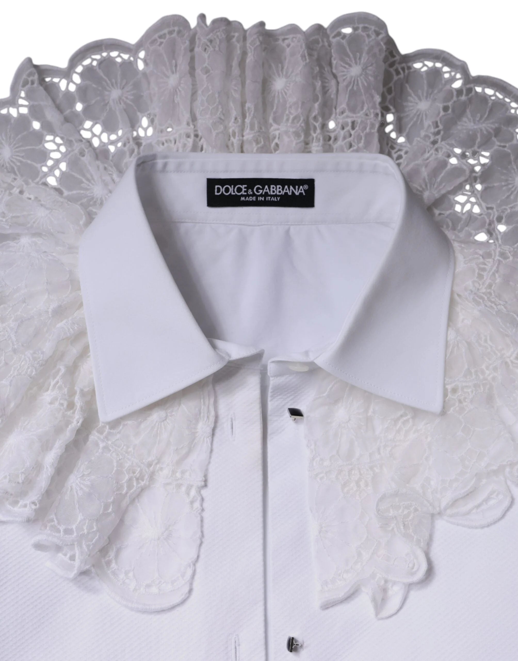 Dolce & Gabbana White Cotton Poplin Shirt Dress Blouse Top - IT44 | L
