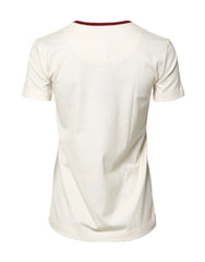 Dolce & Gabbana White Cotton Print Short Sleeves Top T-shirt - IT36|XXS - T-Shirts