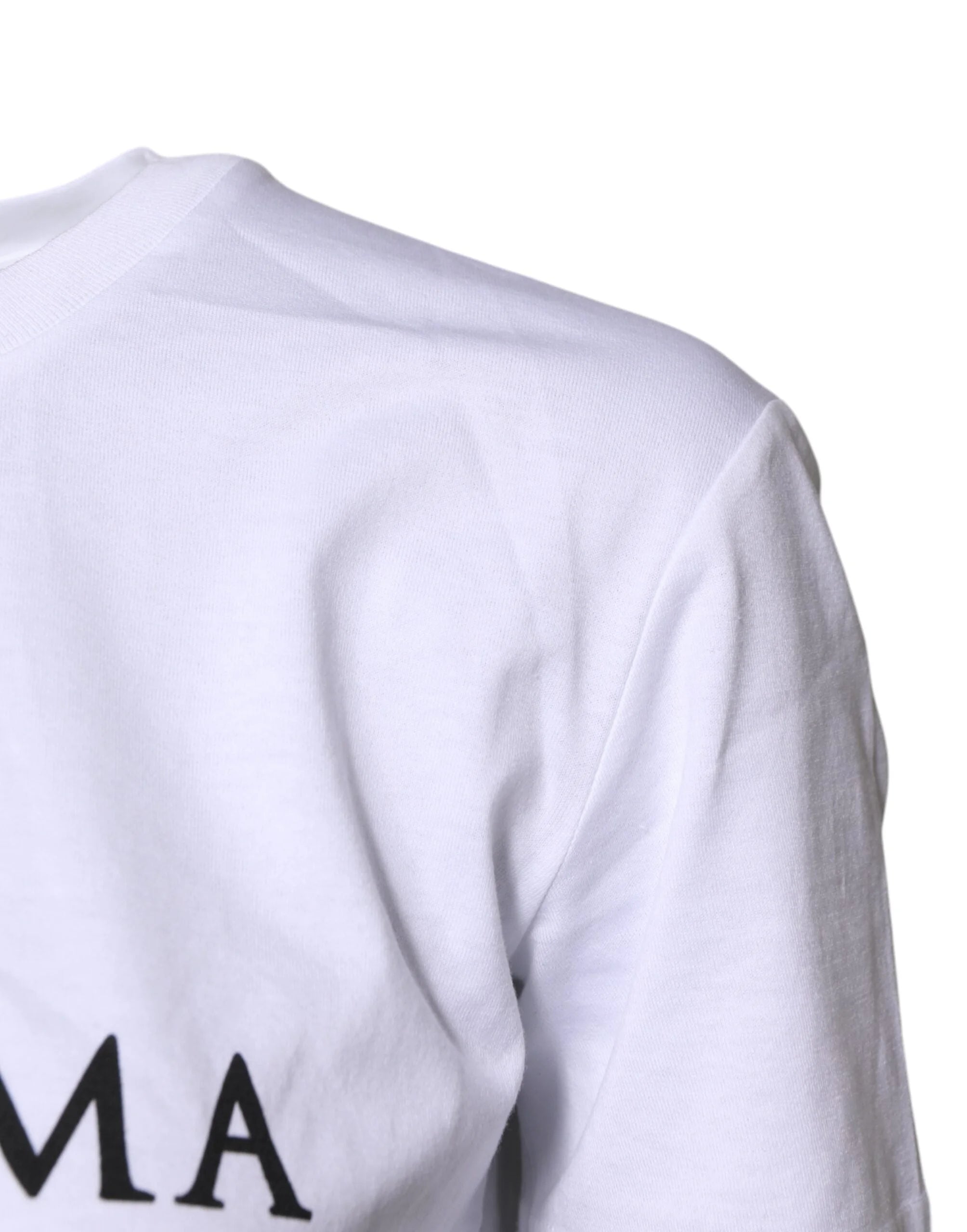 Dolce & Gabbana White Cotton Printed Round Neck Top T-shirt - IT36|XXS - T-Shirts