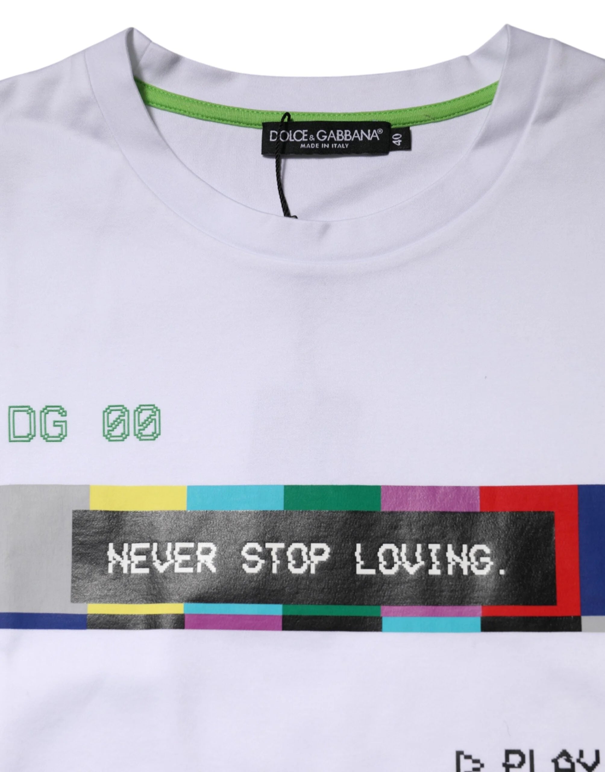 Dolce & Gabbana White Cotton Printed Short Sleeves T-shirt - IT40|S - T-Shirts