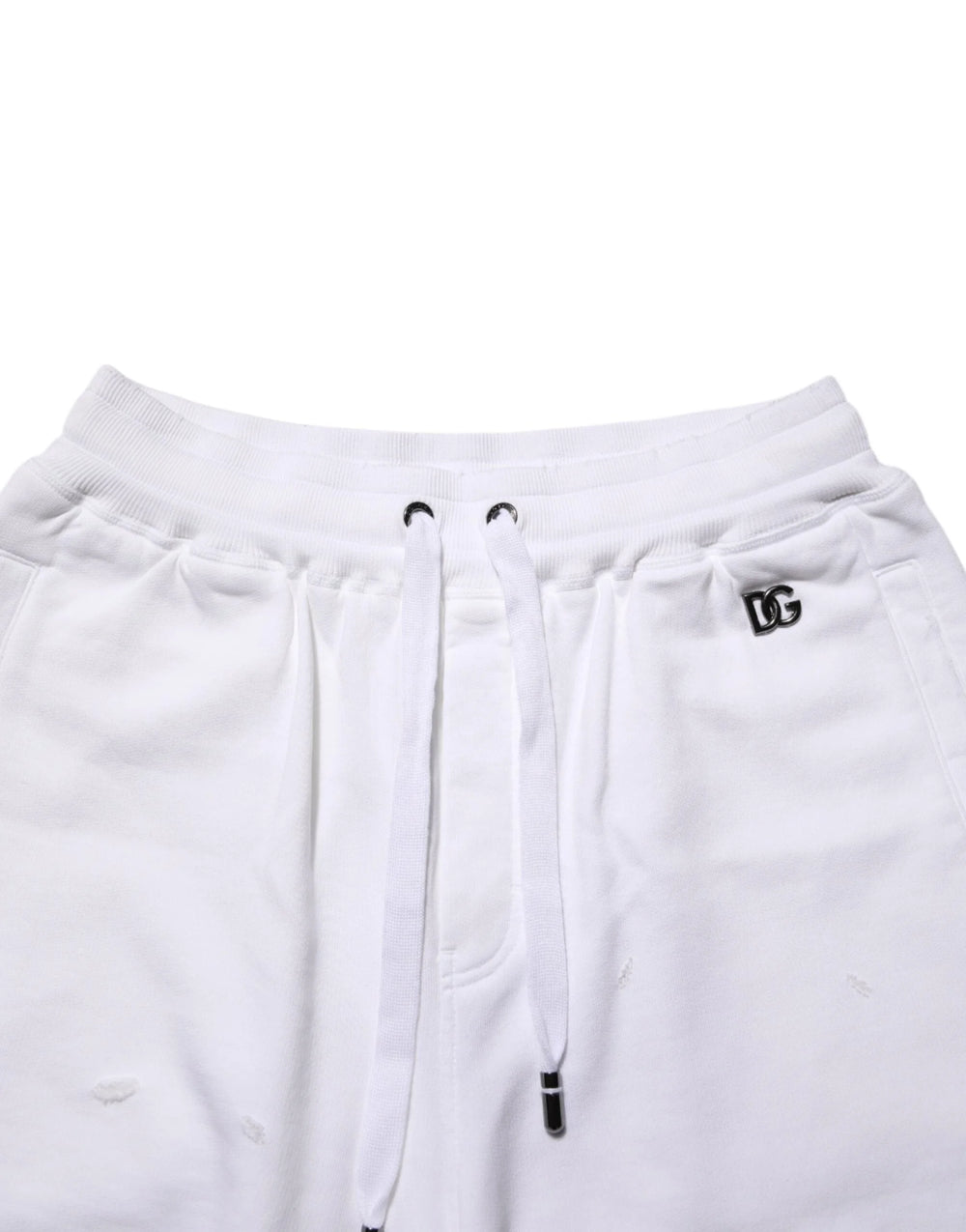 Dolce & Gabbana White Cotton Ripped Bermuda Sweatpants Shorts - Bermudas