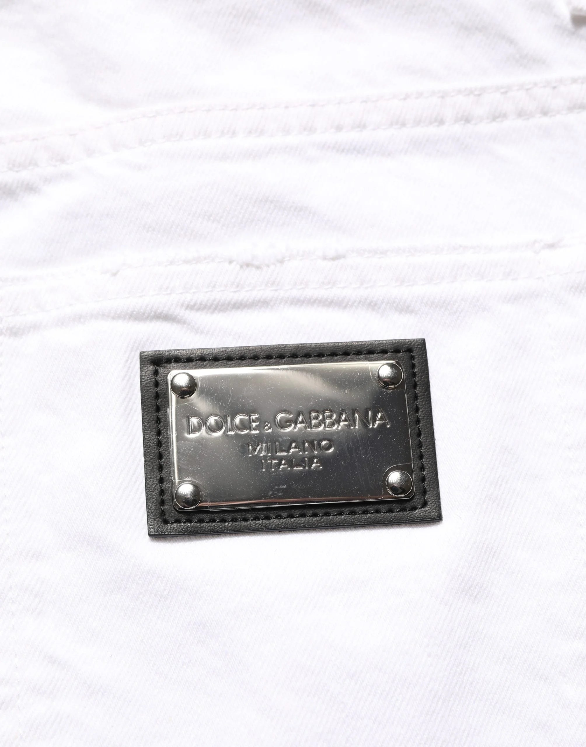 Dolce & Gabbana White Cotton Ripped Slim Fit Men Denim Jeans - IT50 | L