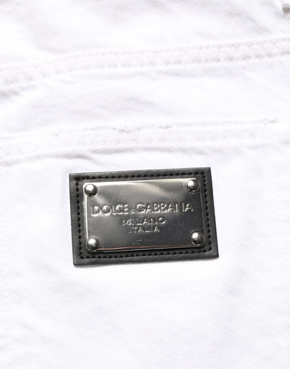Dolce & Gabbana White Cotton Ripped Slim Fit Men Denim Jeans - IT50 | L